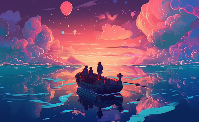 一家三口温馨手绘夕阳唯美背景图,插画/手绘图,插画/手绘图库,插画/手绘图下载,插画/手绘